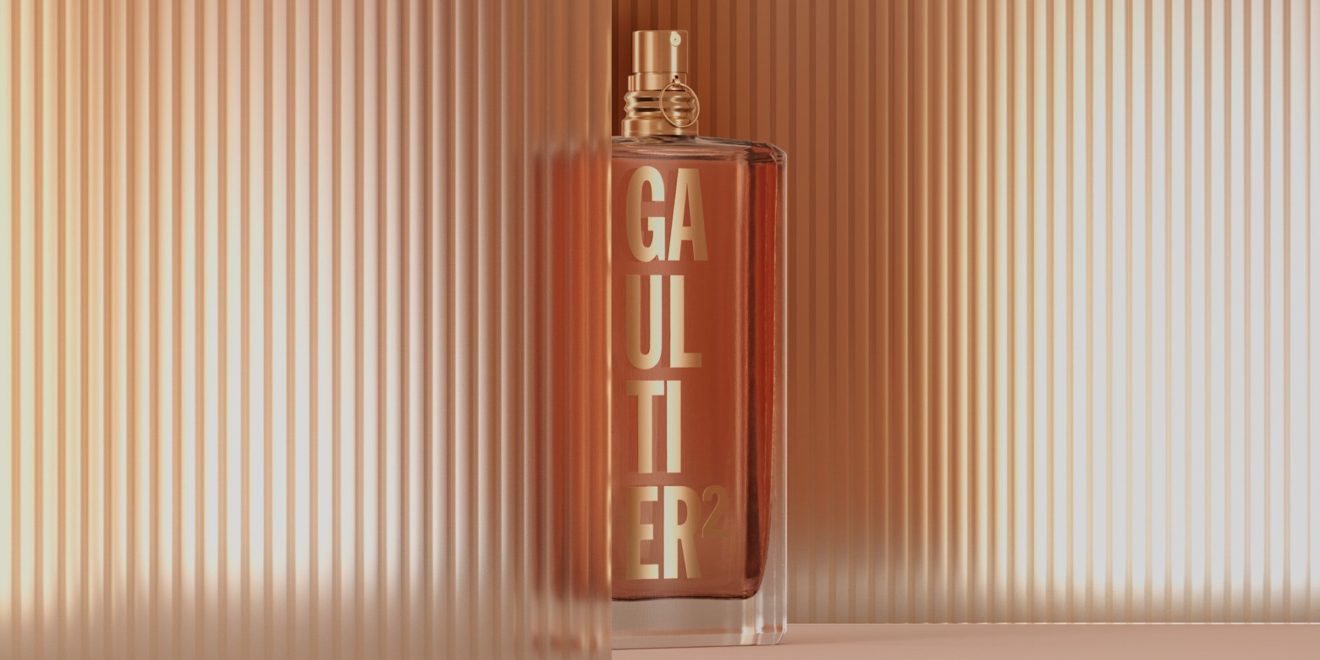 Bottle Gaultier² on gold background