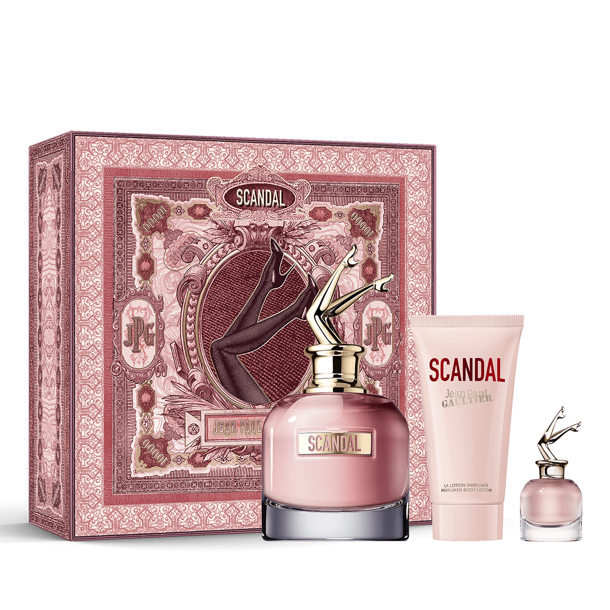 Scandal 80 ml, Body lotion 75 ml and Miniature